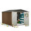 Remise de rangement extérieure 10 pi x 12 pi, grande remise à outils en métal avec structure robuste, toit incliné et évents, cadre de portes renforcé et verrouillable mis à jour pour le patio, la cour, le garage