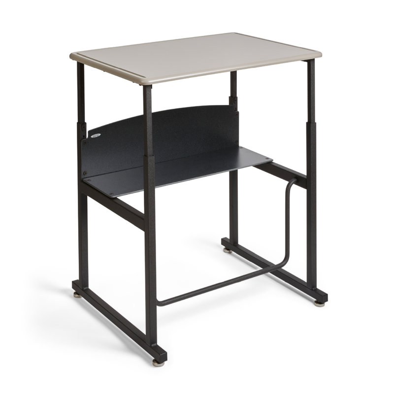 Adjustable Black Steel Writing Desk with Shelf
