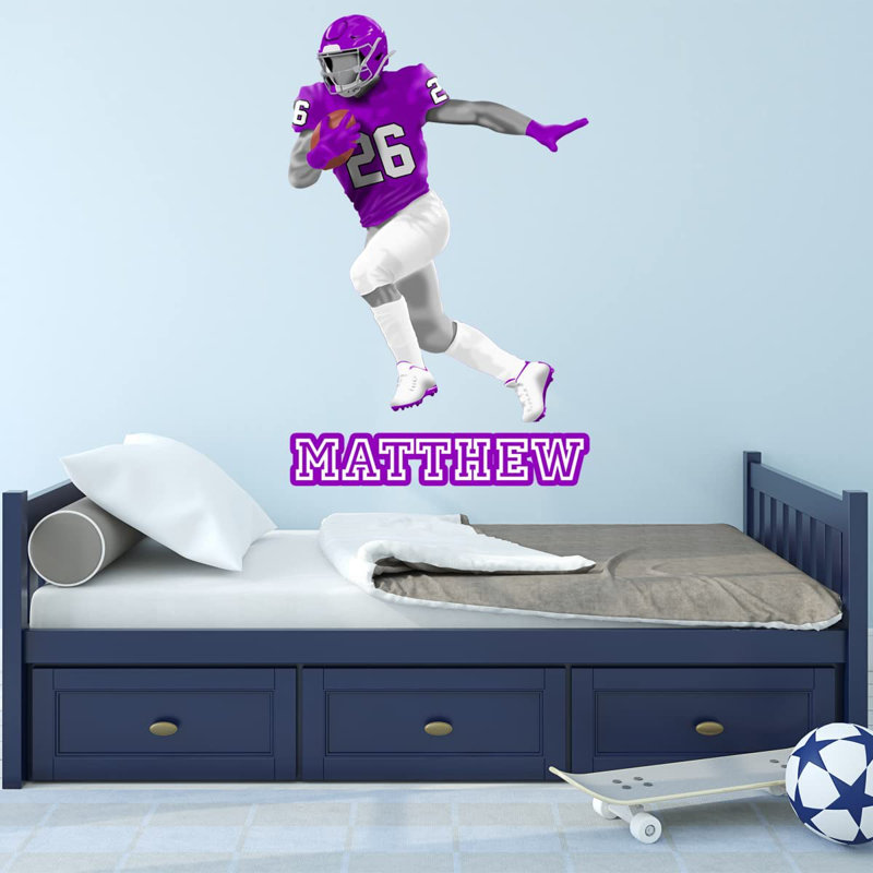 Adhésif décoratif footballeur, H 21 po x l 13 po, Oui, Mauve