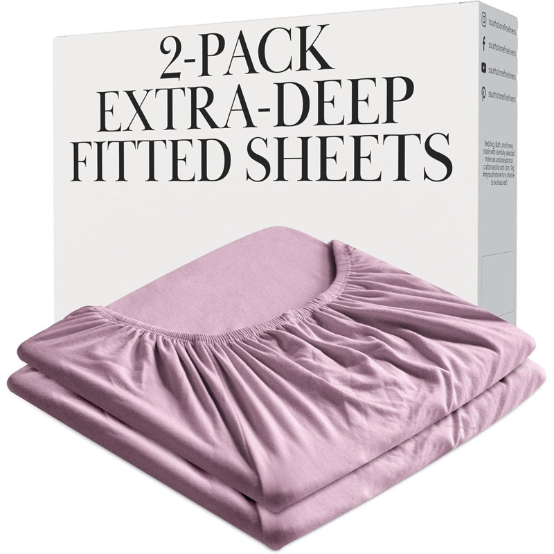Ensemble de draps-housse en lin lavande à motif de seringues fines en microfibre 110 g / m² avec double-gousset 21 pouces Southshore Fine Vilens Springs