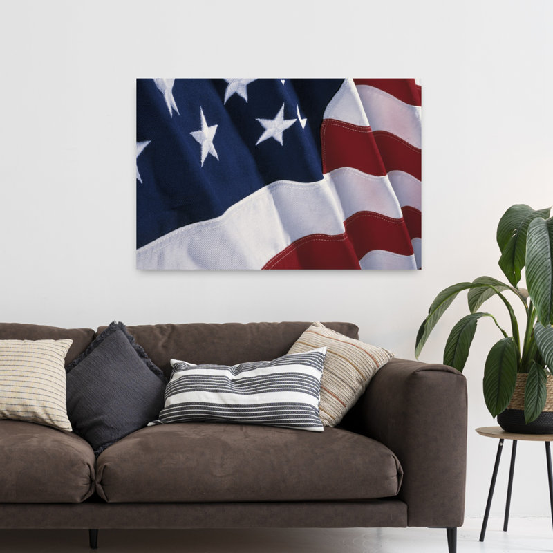 Drapeau américain, paysage contemporain abstrait, art naturel, H 32 po x l 48 po