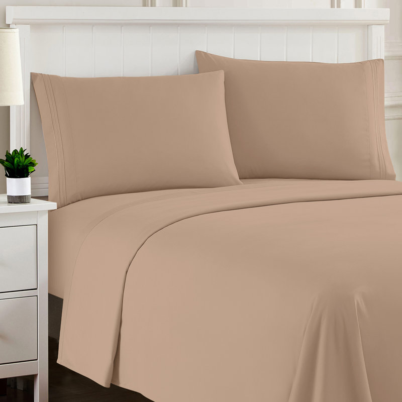Luxurious Classic Soft Solid 1800 Series Microfiber Sheet Set, Various Colors and Sizes, California King, Taupe