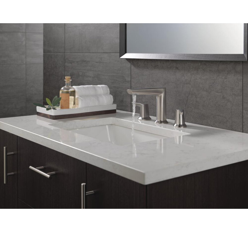 Robinet de salle de bain à large entraxe avec drain Galeon, Acier inoxydable Lumicoat