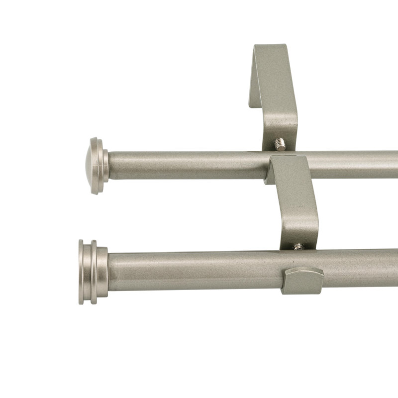 Kynley Steel Adjustable Double Curtain Rod, 48" - 84", Pewter