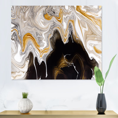 Noir et blanc liquide vagues de marbre I - peinture sur toile