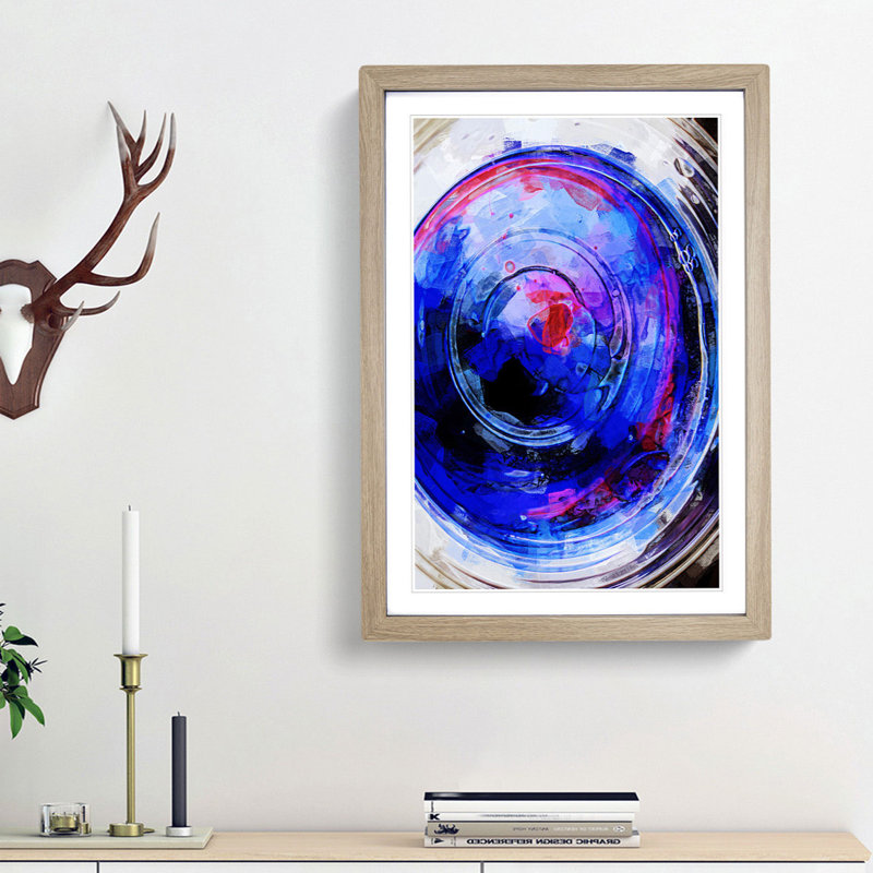 Heartbeat Ripples in Abstract - Picture Frame Graphic Art Print, 48cm H x 36cm W x 2cm D, Oak Framed