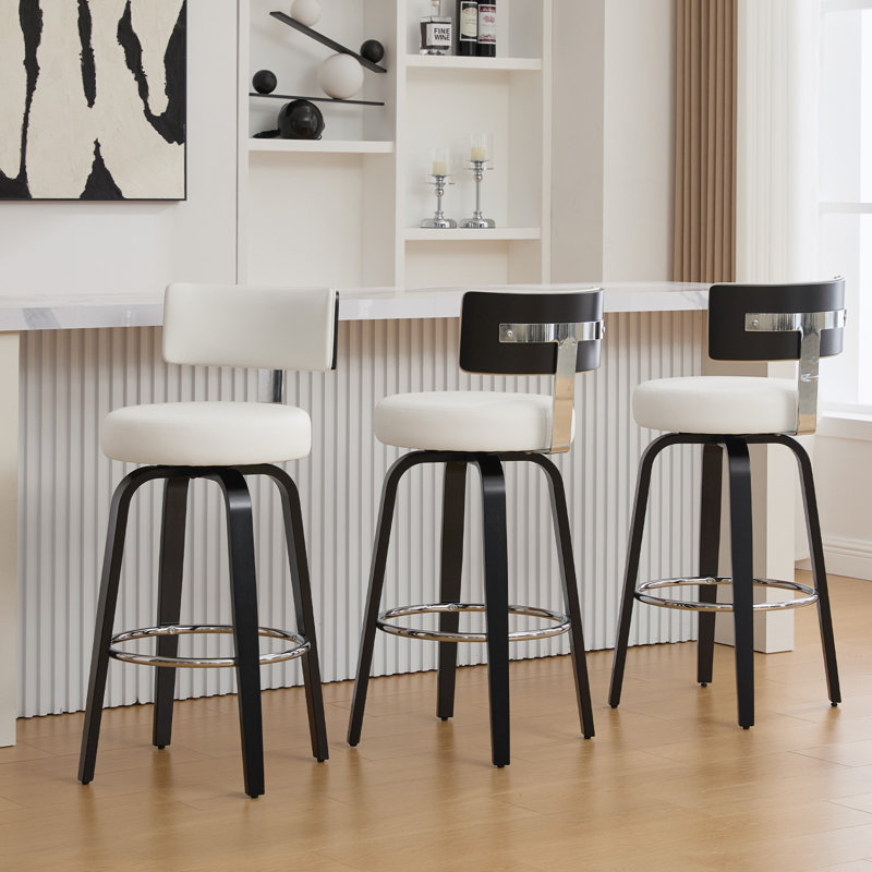 Tabouret de bar et de comptoir Sonja, Tabouret de bar (siège d'une hauteur de 29 po), Siège blanc / cadre noir