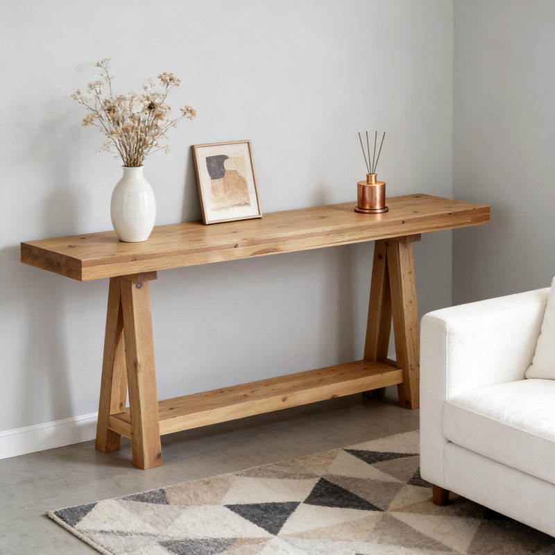 Table basse de style naturel, table d'entrée en bois, console élégante