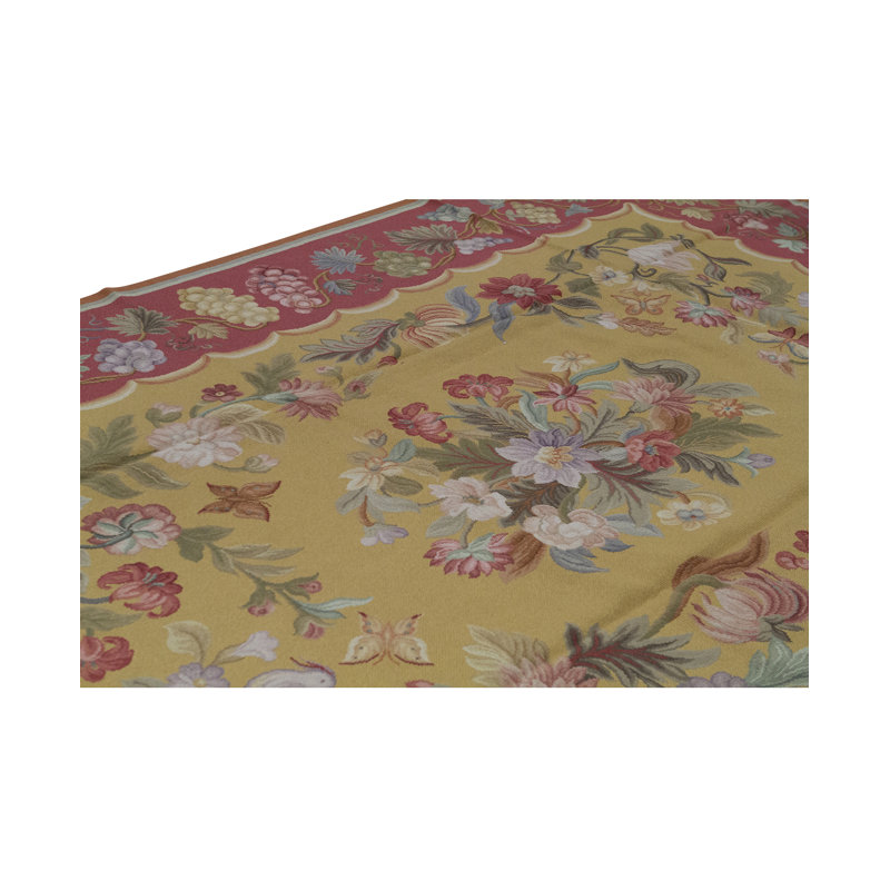 Tapis doré et rouille de haute qualité noué à la main