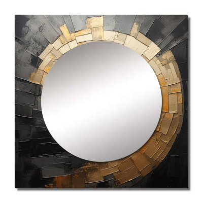 Gold Black Spiral Poteries - Abstract Spirals Square Mirror For Wall Art Decor