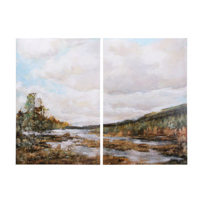 River Valley a Hand Embelished Textured Canvas