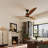 65" Modern Ceiling Fan With Reversible DC Motor And Walnut Blades, 6 Speed Settings, 1/4/8 Hour Timer