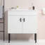 Meuble-lavabo 24 po avec pieds en métal et lavabo en céramique blanche