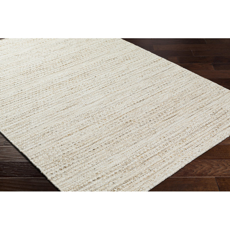 Handwoven Beige Wool Rectangular Area Rug 5' x 7'6"