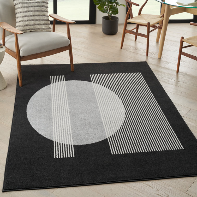 Venilale Modern Passion Geometric Blk/Grey Area Rug