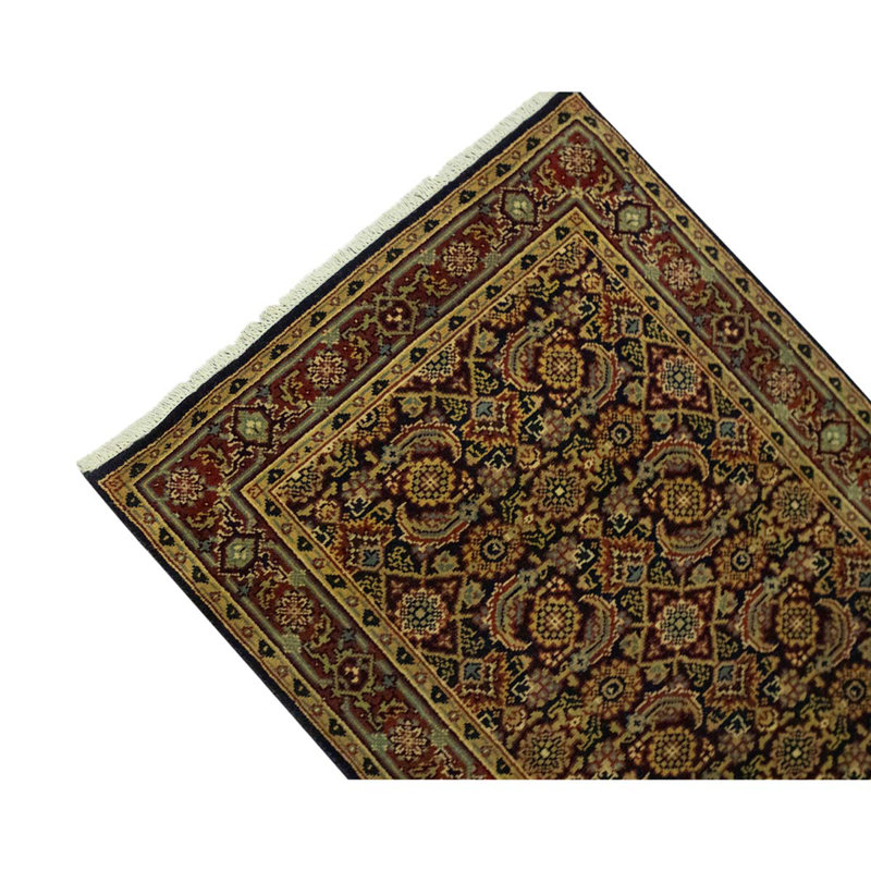 Tapis unique noué à la main beige / rouge / ivoire de haute qualité