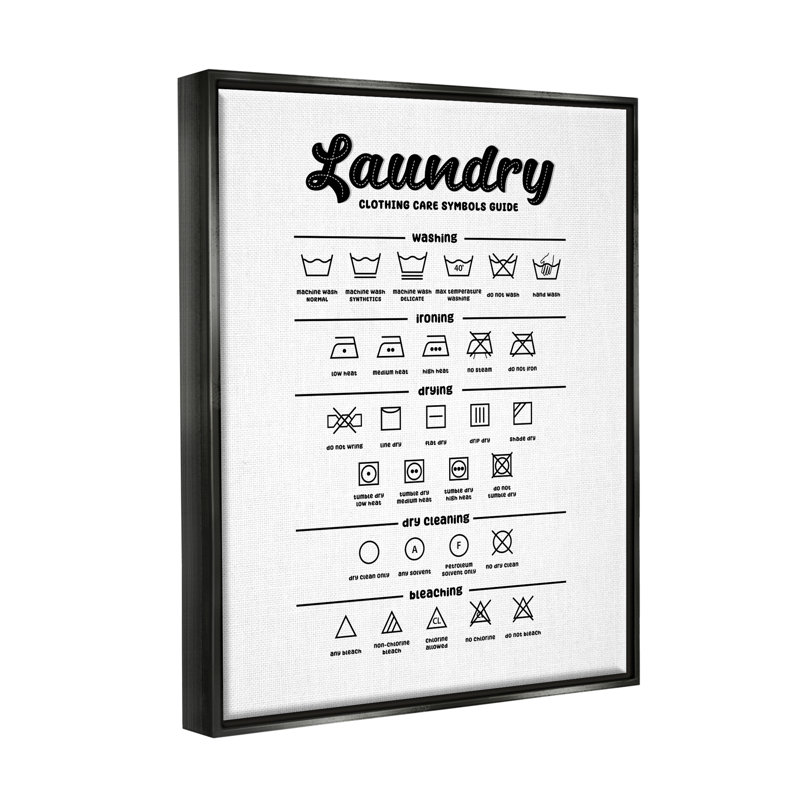 «Bb-041-Floater Minimal Laundry Symbols Guide», impression sur toile par Martina Pavlova, H 21 po x l 17 po x P 1,7 po