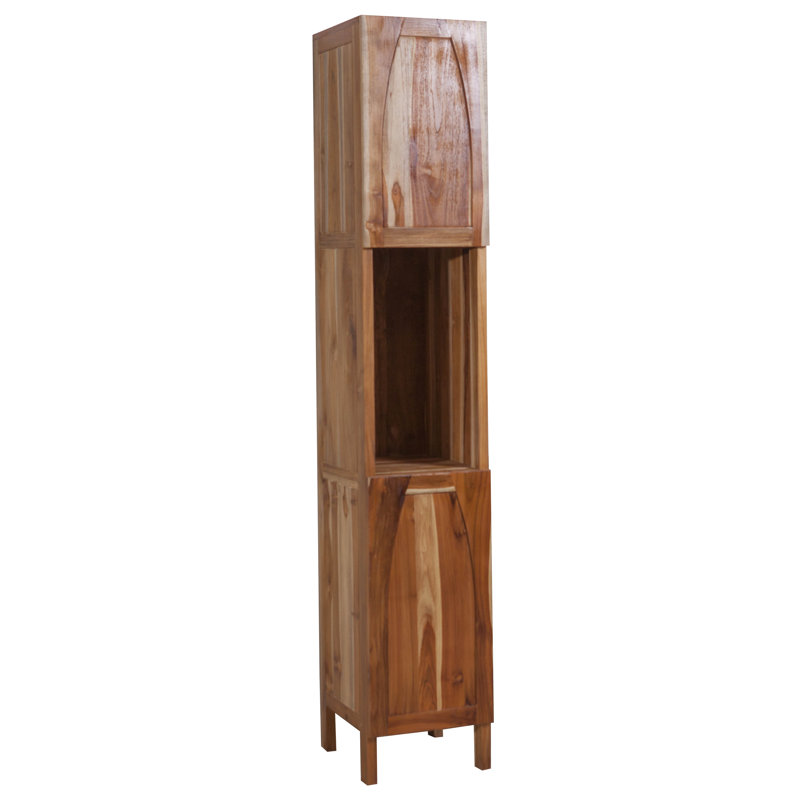 Earthy Teak 79" Tall Linen Cabinet with Adjustable Shelving