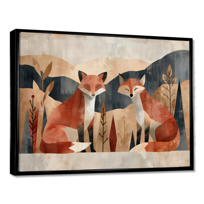 Minimalist Fox Mountain Landscape II - Fox Animal Wall Art Print