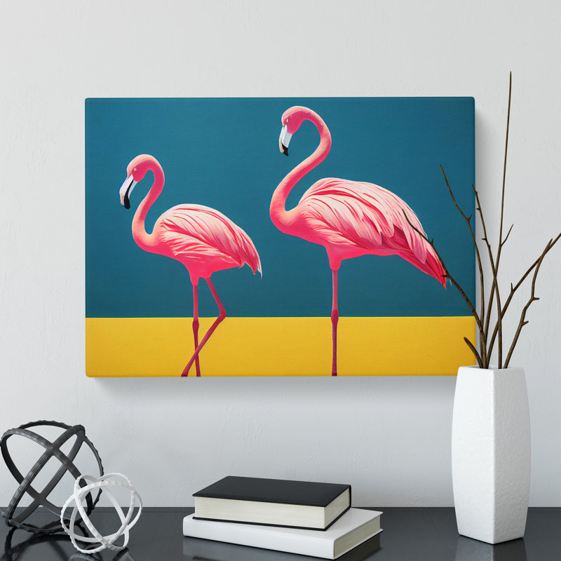 Divine Flamingos - Wrapped Canvas, 50cm H x 76cm W x 3cm D