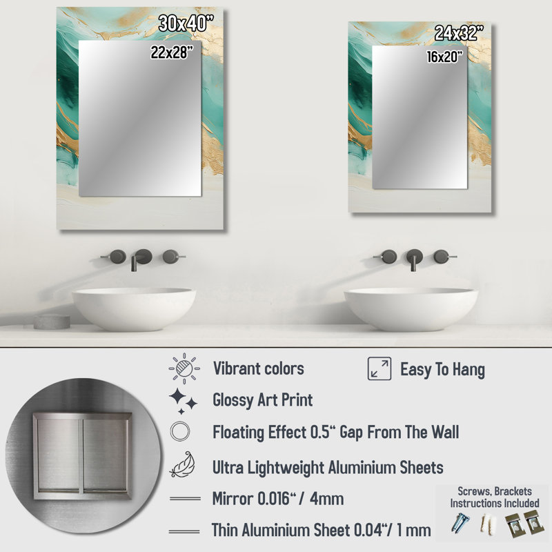 Or et noir Soft Wave Fusion I - miroir de formes abstraites uniques, grand miroir mural beige, impression d'art en métal