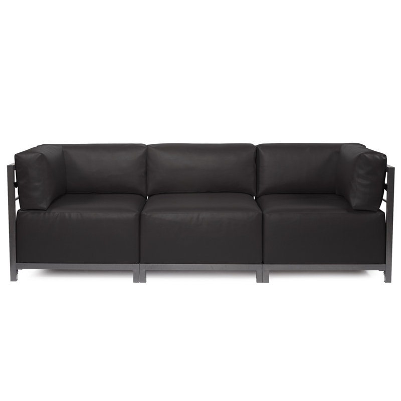 Woodsen 65'' Upholstered Loveseat, Titanium,  32.5" H x 95.5" W x 30" D,  Black Faux Leather
