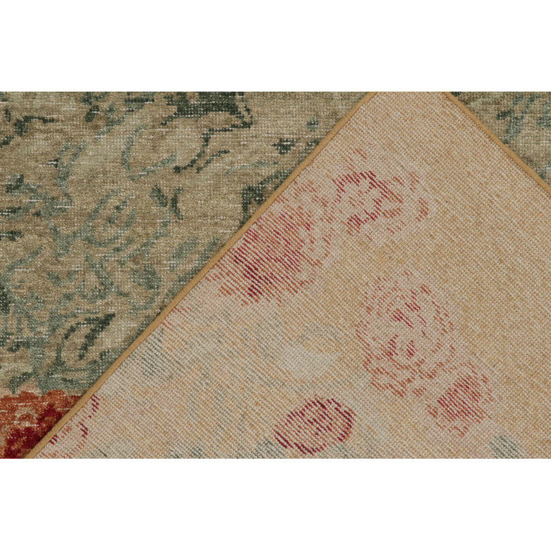 Rug & Kilim’S Distressed Transitional Rug In Polychromatic Floral Patterns, Rectangle 5' x 8'