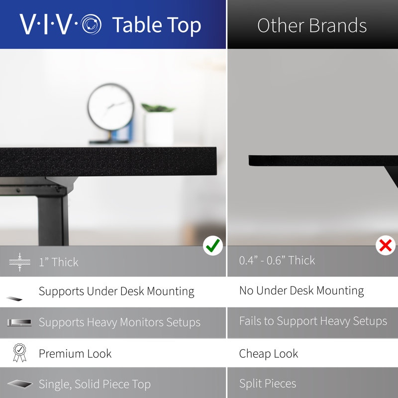 VIVO 55" x 24" Square Corner Table Top for Standing Desk Frames, Top Only, TOP55B-S series, Dark Walnut