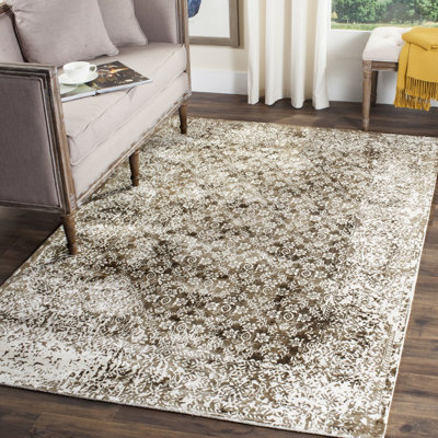 Tapis ivoire / brun clair en coton Lizzie