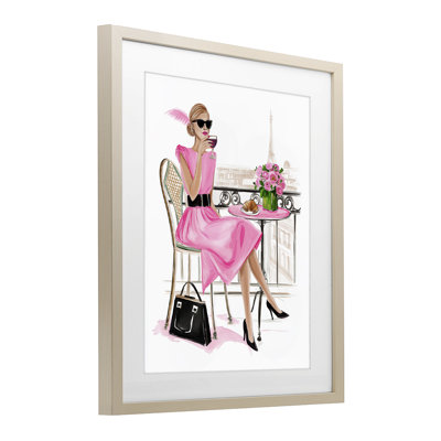 «Parisian Chic on Cafe balcon», reproduction sous verre encadrée, design par Jess Stempel