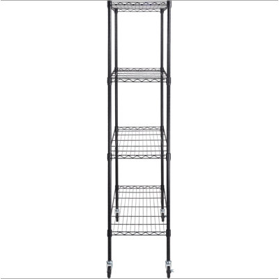 Storage Shelving Unit with Wheels, 4-Tier Adjustable, 700 lbs Capacity, Heavy Duty Garage Shelves Metal Organizer Wire Rack, 47.2" L x 17.7" W x 74" H for Kitchen Pantry Basement Bathroom