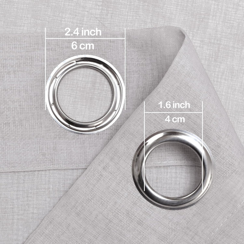 2 Panels Ombre Sheer Curtains - Faux Linen Gradient Semi Voile Grommet Top Drapes for Bedroom and Living Room Decor, Gray