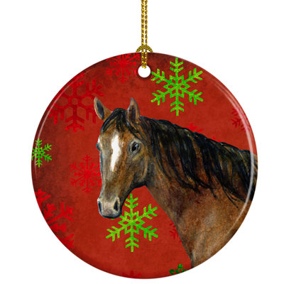 Ornement de noël figurine suspendue en céramique cheval de neige