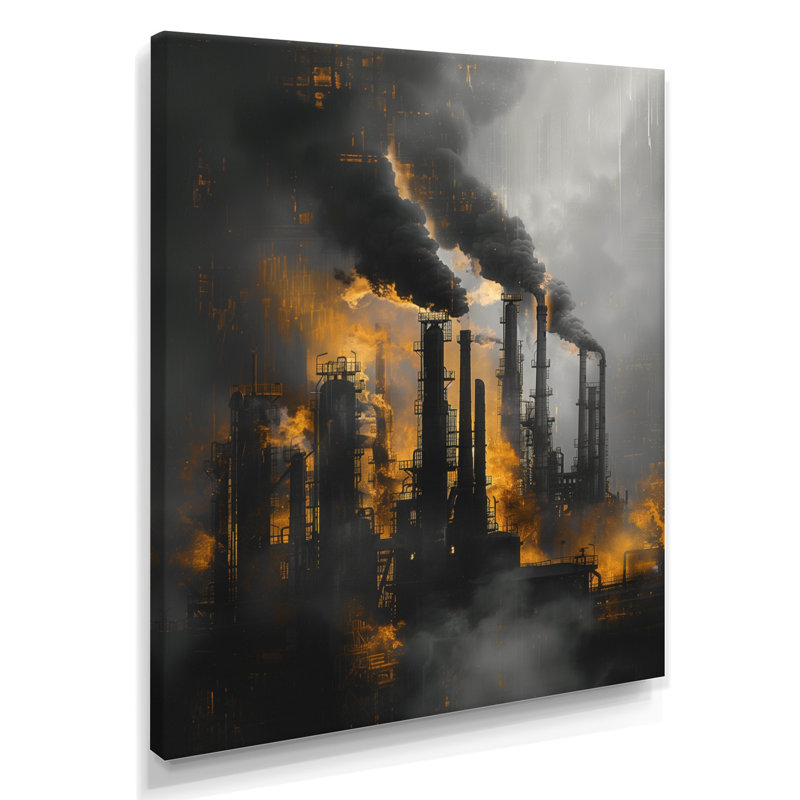 Laborn - Décoration murale usines, H 32 po x l 16 po x P 1 po, Toile tendue