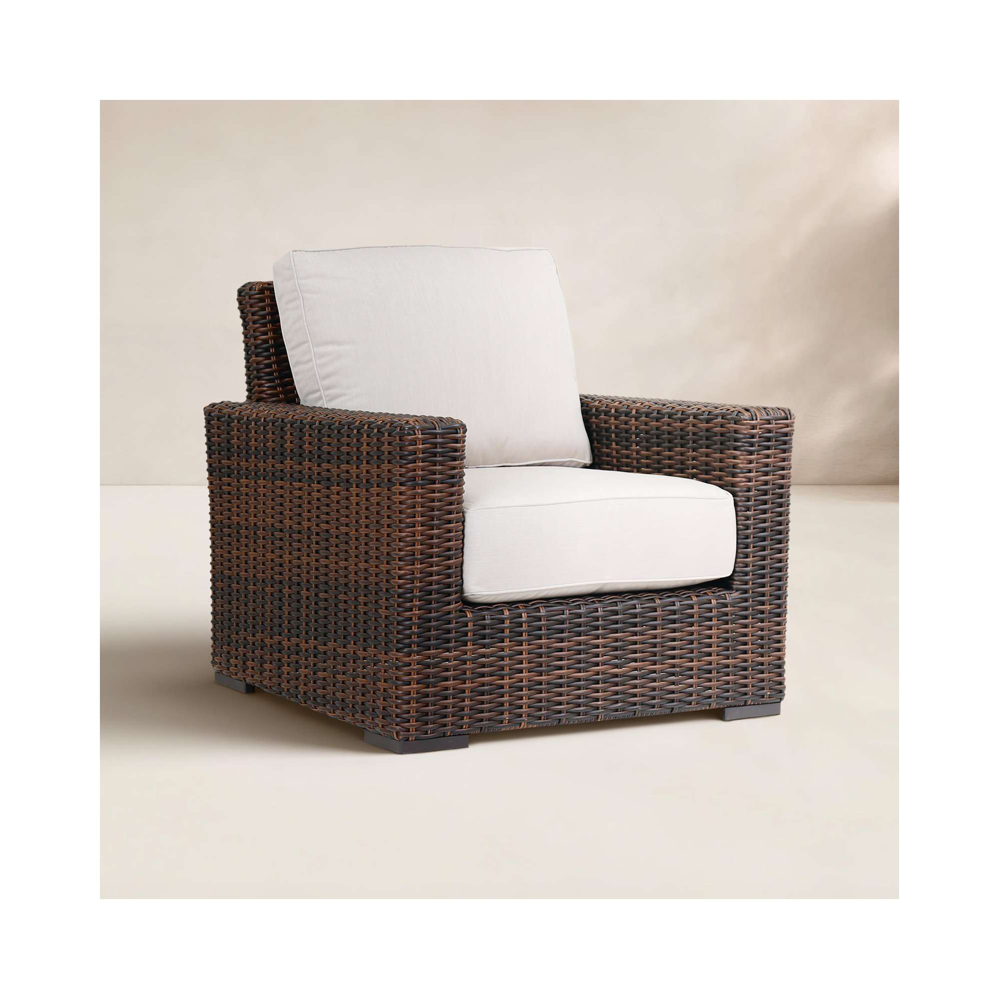 Naomie Patio Chair with Sunbrella® Cushion, Canvas Flax Sunbrella® Canvas, Brown
