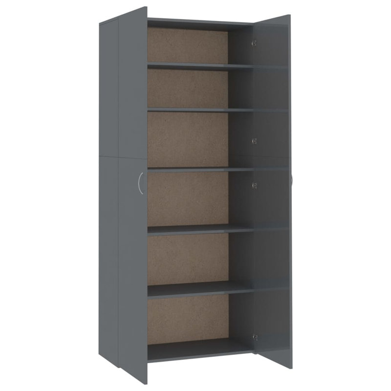 Armoire de rangement pour chaussures 24 paires, Gris à haute brillance