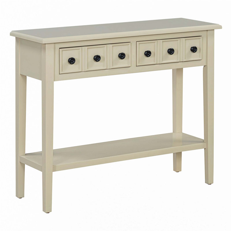 Table d'entrée avec 2 tiroirs, console rustique, Havane clair