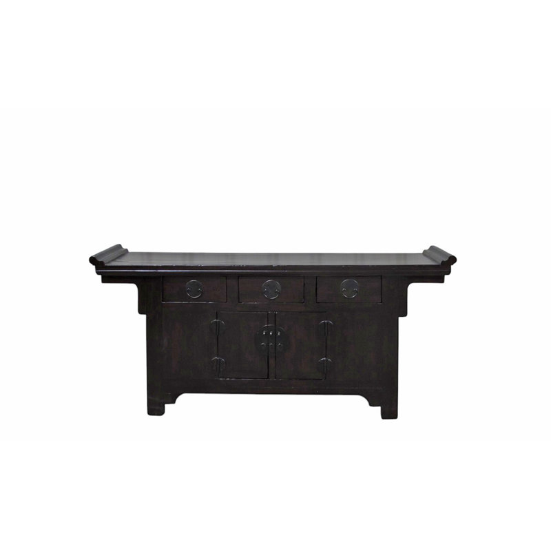 Antique Chinese Elm Everted Flange Altar Sideboard Cabinet