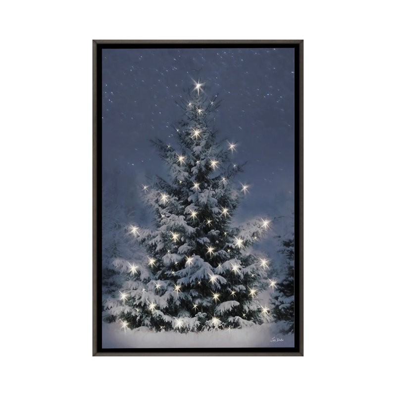 Twinkling Lights at Christmas - reproduction d'art murale - toile encadrée, H 48 po x l 32 po, Gris
