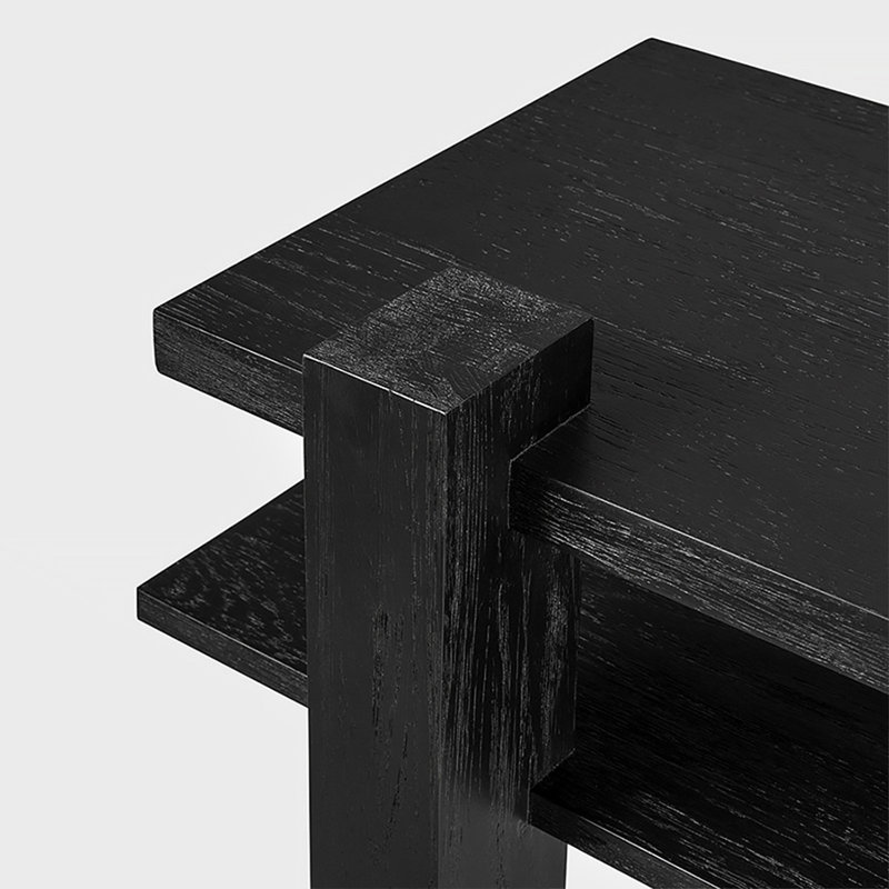 Console noire en bois massif
