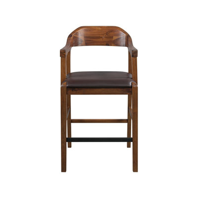 Pemberly Row Rubberwood Counter Stool in Chestnut Wire Brush