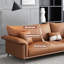 Canapé modulaire brun en cuir véritable-108590013