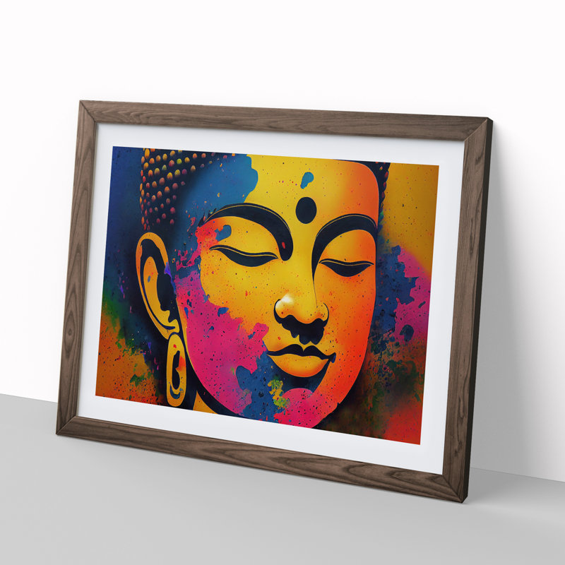 Colourful Buddha Vol.3 Abstract - Framed Print, 34cm H x 46cm W x 2cm D, Walnut