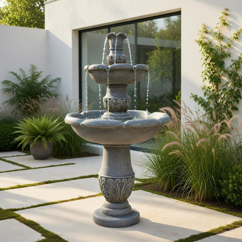 48.4" H Double Tier Outdoor Garden Fountain