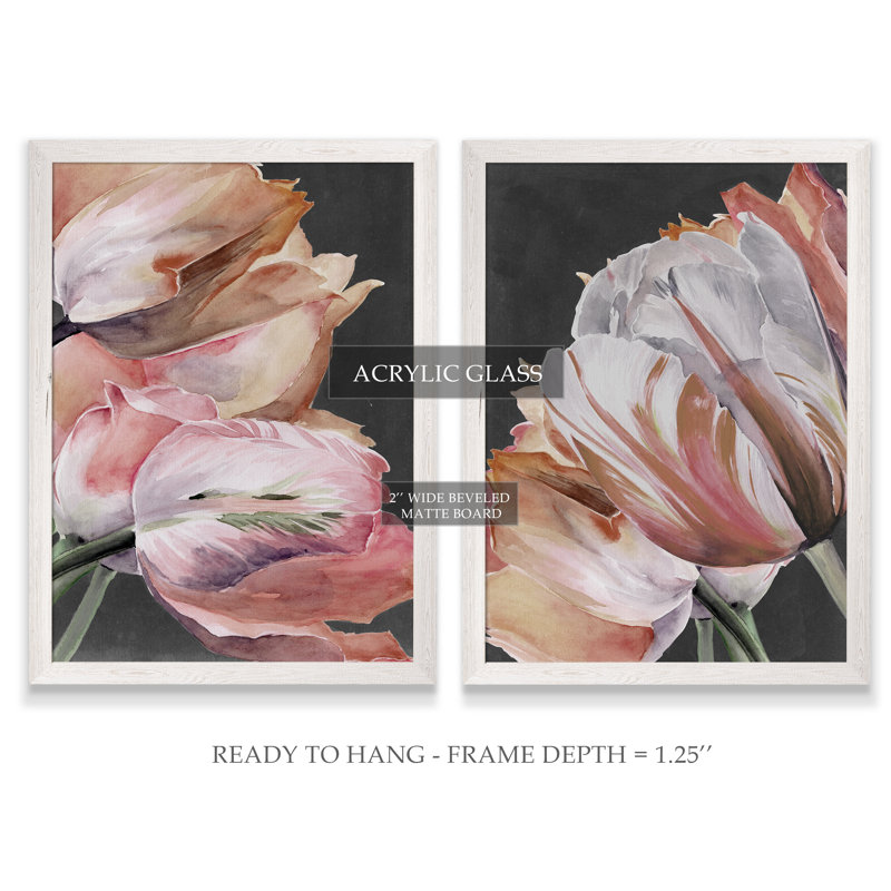 « pastel perroquet tulipes iii » par vincent van gogh, ensemble de 2 reproductions d’art sur cadre photo, Pas de tapis