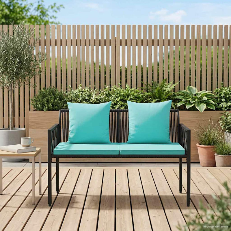 Outdoor Bench, Black, Teal