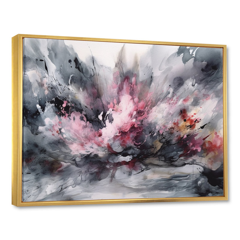 «Evolving In Pink Grey», impression sur toile, H 16 po x l 32 po x P 1 po, Cadre flottant doré