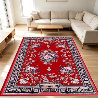 Tapis à motif floral de 1 pièce pour le salon, doux et confortable, convient à toutes les saisons, facile à entretenir, tapis de sol intérieur lavable à la machine, convient à la chambre à coucher, à la salle à manger, au couloir, au patio, au balcon, à la maison, à la décoration extérieure.