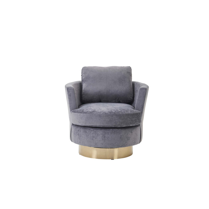 Fauteuil demi-tonneau Lindall, Velours gris velours