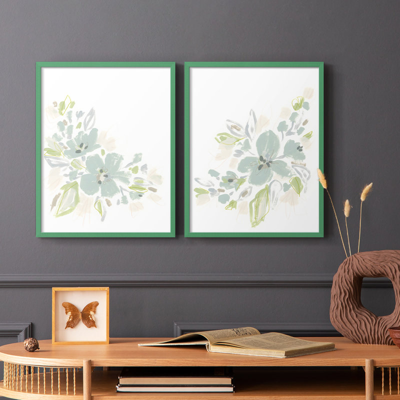 «Seafoam Petals I», reproduction encadrée de qualité supérieure - prête à être accrochée - aucun clou requis - aucun clou requis